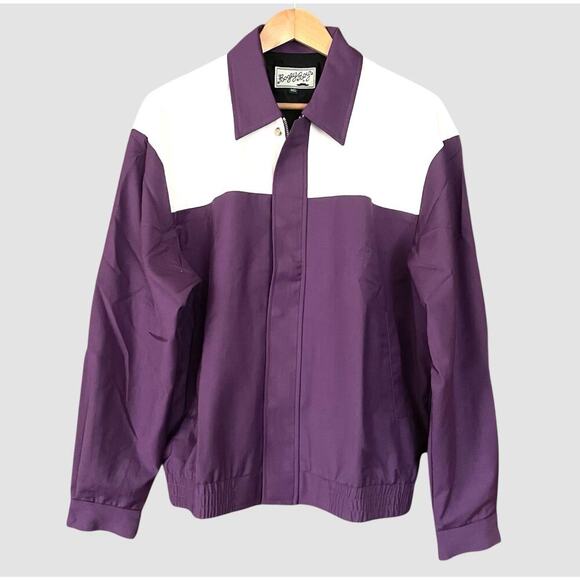 Bogey Boys Color Block Jacket Golf Purple White Size Medium NEW - Picture 1 of 8